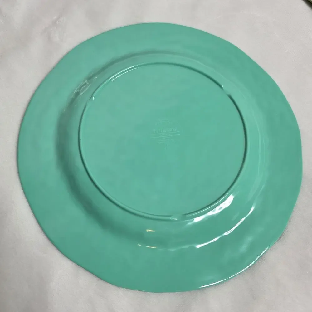 Pier 1 Carmelo Melamine Plates Set of 2 (Teal & Green) Rustic Crackle 11